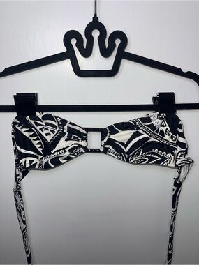 EUC Black & White Paisley Bandeau Bikini Top